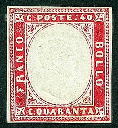 Antichi Stati Italiani - Sardegna - 1855 - 40 cent vermiglio (16a)Nuovo con...