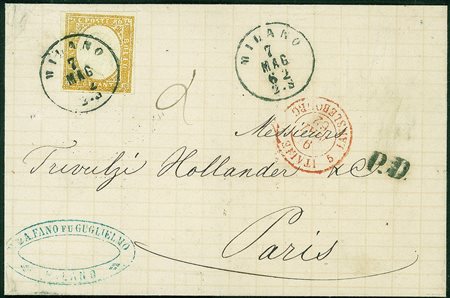 Antichi Stati Italiani - Sardegna - Bell'esemplare 80 cent giallo ocra...