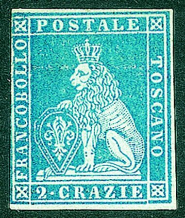 Antichi Stati Italiani - Toscana - 1851 cr.2 azzurro (5d)Nuovo con gomma...
