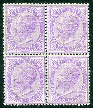 Regno - Vittorio Emanuele II - 1863 - Quartina del 60 cent lilla pallido...