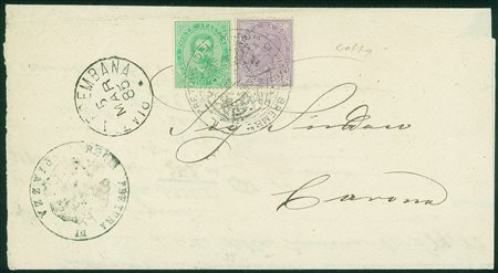 Regno - Umberto I - Due Re - Lettera affrancata con 5 cent Umberto (37) + 5...