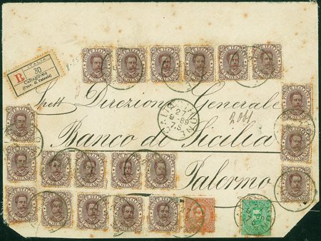 Regno - Umberto I - Frontespizio di raccomandata quaranta porti per...