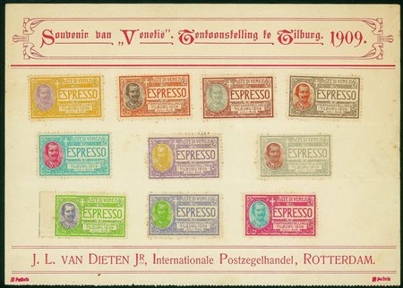 Regno - Vittorio Emanuele III - 1909 - Curioso foglio Souvenir con applicati...