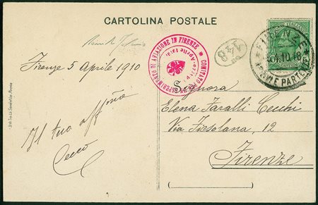 Regno - Posta Aerea - 1910 - Firenze Spettacoli di Aviazione - Cartolina...