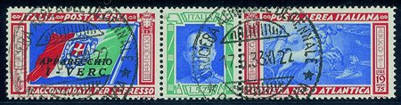Regno - Posta Aerea - 1933 - Trittico I-VERC (5 T/52T)I due valori annullati...