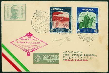 Regno - Posta Aerea - 1934 - Volo Roma Mogadiscio - Longhi 3205Aerogramma del...