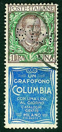 Regno - Perfin - 1925 - Perfin - 1 lira Columbia (19) con perforazione B.C.I....