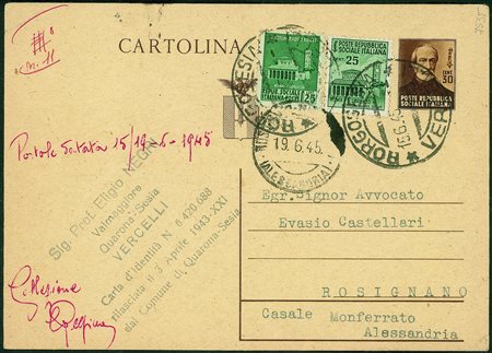 RSI - Definitivi - Gemelli - Intero postale 30 cent più due 25 cent Monumenti...