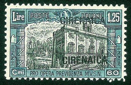 Colonie - Cirenaica - 1927 - 1,25 lire Milizia (40a) doppia soprastampaGomma...