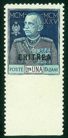 Colonie - Eritrea - 1925 - 1 lira Giubileo (97a)Non dentellato in basso -...