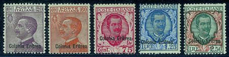 Colonie - Eritrea - 1928/1929 - Soprastampati (123/127) - serie completaGomma...