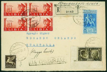 Colonie - Libia - Posta Militare N. 3 - Aerogramma raccomandato affrancato...