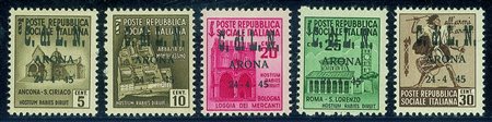 C.L.N. - Arona - 1945 - Monumenti Distrutti e Fratelli Bandiera soprastampati...