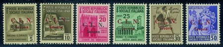 C.L.N. - Savona - 1945 - Monumenti Distrutti soprastampati (1/11) - serie...