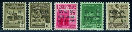 C.L.N. - Sesto Calende - 1945 - Soprastampati (1/9) - serie completaNuova con...