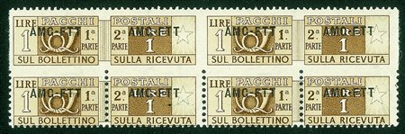 Trieste - Trieste AMG FTT - 1949/1953 Quartina del 1 lira Pacchi Postali...