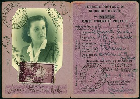 Repubblica - Ruota - Democratica 50 lire (564) isolato su tessera postale di...