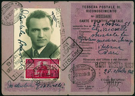 Repubblica - Ruota - Democratica 100 lire (565) isolato su tessera postale di...