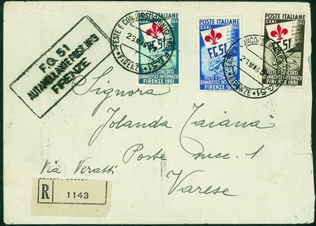 Repubblica - Ruota - Ginnici (661/663) - affrancatura multipla fronte retro...
