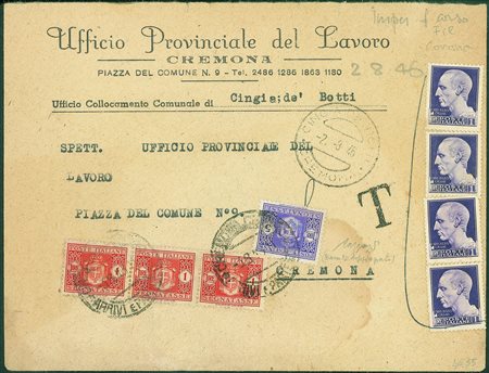 Repubblica - Dopo il 1970 - Busta tassata doppio porto - tre 1 lira + 5 lire...