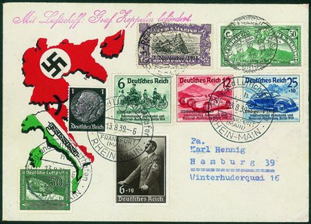 San Marino - Volo ad Eger 13.8.39 (Longhi 966) - affrancatura mista San...