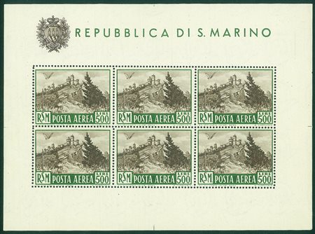 San Marino - 1951 - Foglietto Veduta (12)Gomma integra - molto bello e fresco