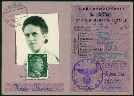 Estero - Austria - Tessera postale affrancata con 50 pfennig Reich (796) -...