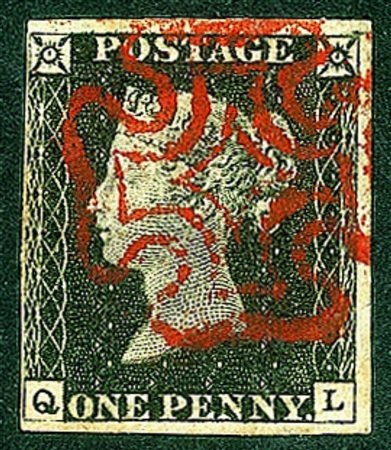 Estero - Gran Bretagna - 1840 - 1 penny nero (1) iniziali QLUsato - tre...