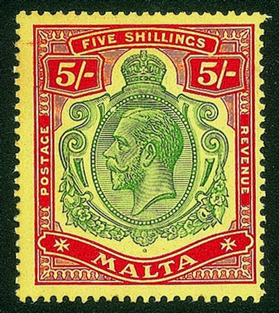 Estero - Malta - 1914/1922 - 5 scellini Giorgio V (52) - nuovo con gomma...