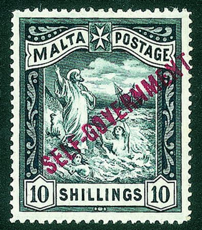 Estero - Malta - 1922 - 10 shilling soprastampato (81) - nuovo con gomma...