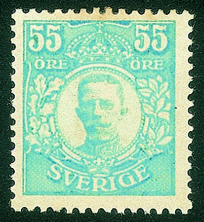 Estero - Svezia - 1917/1919 - 55 ore azzurro verde Re Gustavo V (101)Nuovo...
