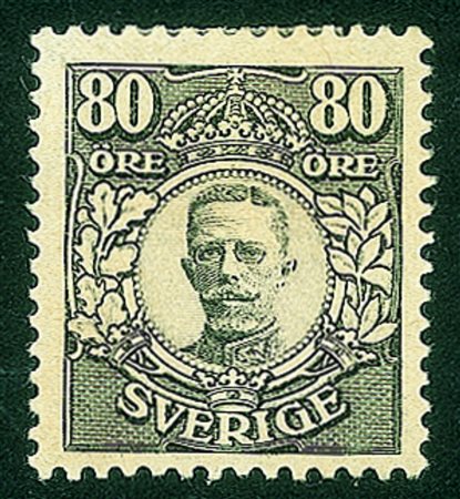Estero - Svezia - 1917/1919 - 80 ore nero Re Gustavo V (103)Nuovo con gomma...