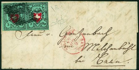 Estero - Svizzera - Bella coppia del 5 rappen (Michel 7 II) su lettera da...