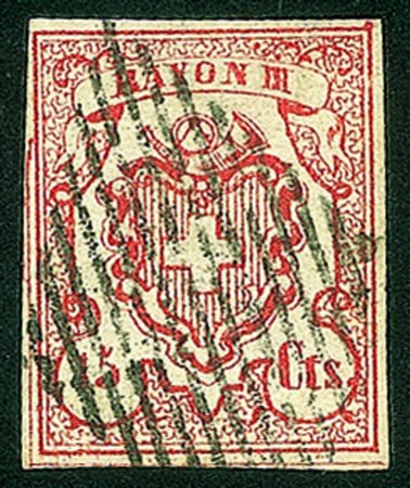 Estero - Svizzera - 1852 - 15 cent rosso Rayon III (24)Usato - molto bello -...