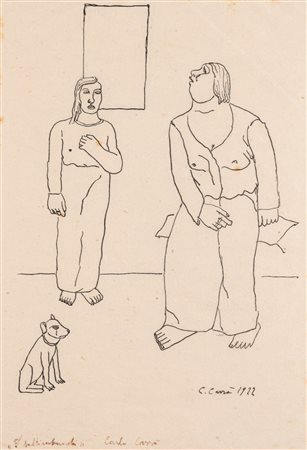 Carlo Carrà (Quargnento 1881 - Milano 1966)  - Dalla cartella Italienische und Russiche Künstler, I saltimbanchi, 1922