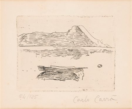 Carlo Carrà (Quargnento 1881 - Milano 1966)  - Lago Maggiore