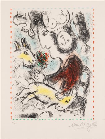 Marc Chagall (Lezna 1887 - Saint Paul de Vence 1985)  - L'artiste à la chèvre, 1984