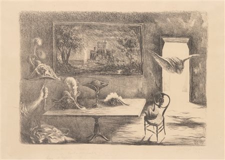 Fabrizio Clerici (Milano 1913 - Roma 1993)  - Interno, 1941