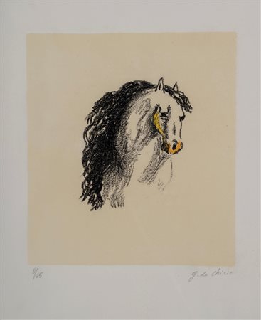 Giorgio de Chirico (Volos 1888 - Roma 1978)  - Il cavallo Balio, 1971