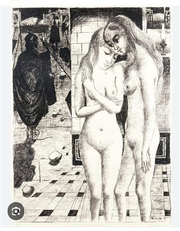 Paul Delvaux (Antheit 1897 - Furnes 1994)  - Les Captives, 1973