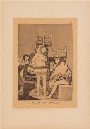 Francisco de  Goya y Lucientes (Fuendetodos 1746 - Bordeaux 1828)  - Ya tienen asiento (tavola 26 da Los Caprichos), 1799