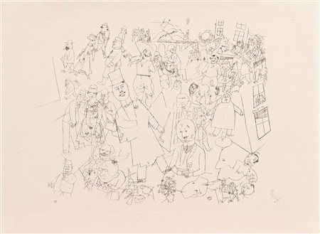 George Grosz (Berlino 1893 - 1959)  - Bürgerliche Welt, tavola n. 18 dalla cartella Ecce Homo , 1920