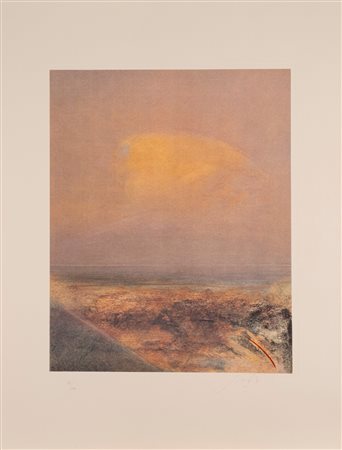 Piero Guccione (Scicli 1935 - Modica 2018)  - Paesaggio con la nuvola, 1991