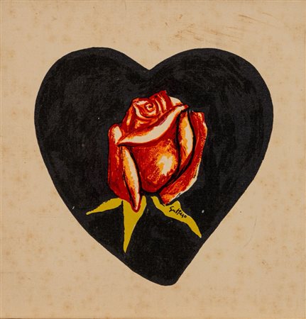 Renato Guttuso (Bagheria 1911 - Roma 1987)  - Rosa rossa