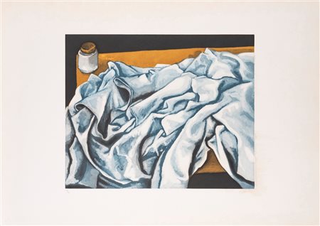 Renato Guttuso (Bagheria 1911 - Roma 1987)  - Composizione con drappo bianco