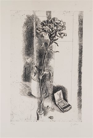 Renato Guttuso (Bagheria 1911 - Roma 1987)  - Garofano e fiammiferi