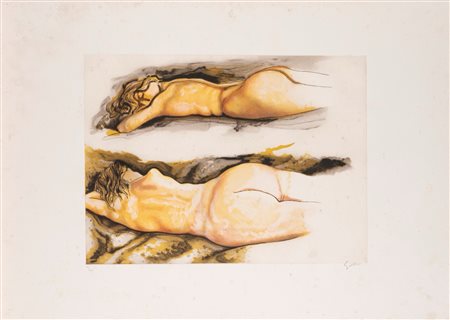 Renato Guttuso (Bagheria 1911 - Roma 1987)  - Due nudi di schiena