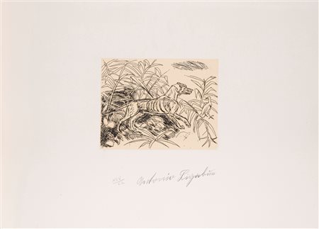 Antonio Ligabue (Zurigo 1899 - Gualtieri 1965)  - Cane, 1982