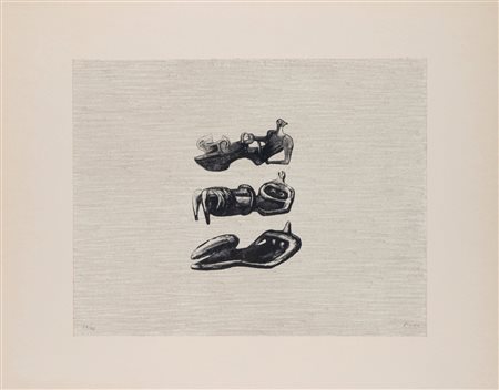 Henry Moore (Castleford 1898 - Perry Green 1986)  - Three Reclining Figures with Land Background, 1973/74
