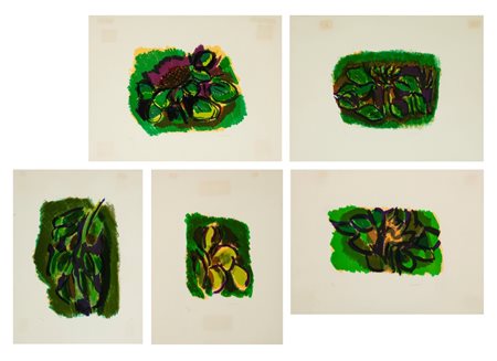 Ennio Morlotti (Lecco 1910 - Milano 1992)  - Lotto di cinque litografie, lithographs in colours, numbered 37/99